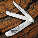 Case XX Rejoice Trapper Pocket Knife Stainless Steel Blades Natural Bone Handle 60865