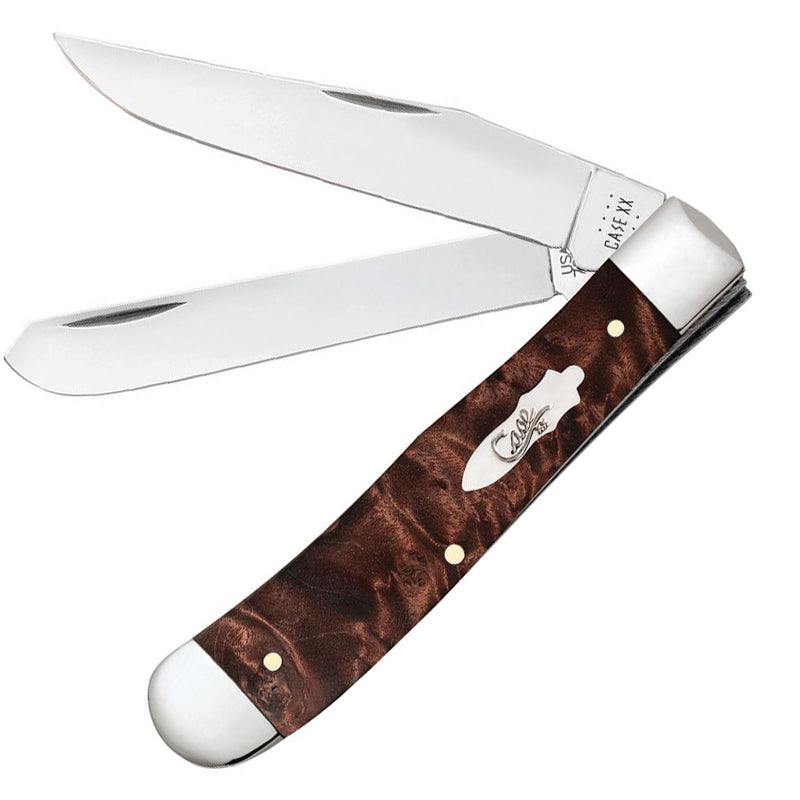 Case XX Trapper Pocket Knife Stainless Steel Clip And Spey Blades Maple Burl Wood Handle 64060 -Case Cutlery - Survivor Hand Precision Knives & Outdoor Gear Store