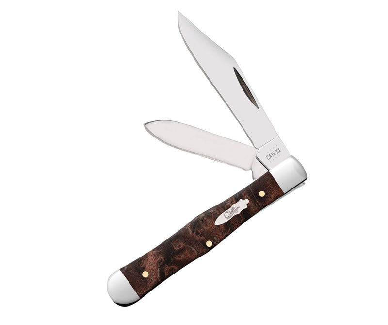 Case XX Sm Swell Center Jack Pocket Knife Stainless Steel Clip And Pen Blades Maple Burl Wood Handles 64061 -Case Cutlery - Survivor Hand Precision Knives & Outdoor Gear Store