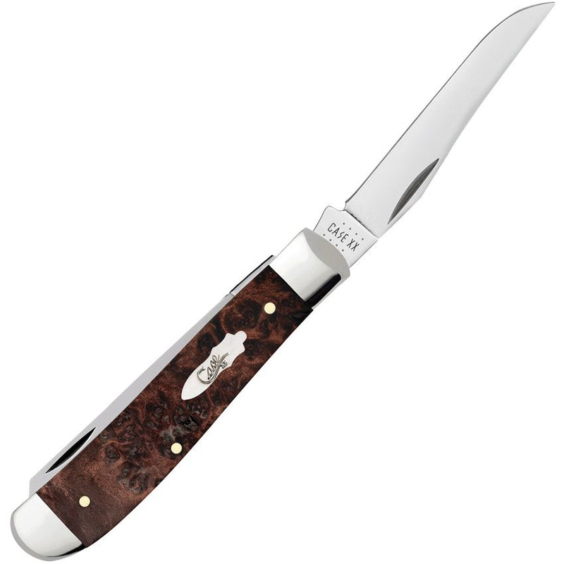 Case XX Mini Trapper Pocket Knife Stainless Steel Clip And Spey Blades Maple Burl Wood Handle 64062 -Case Cutlery - Survivor Hand Precision Knives & Outdoor Gear Store