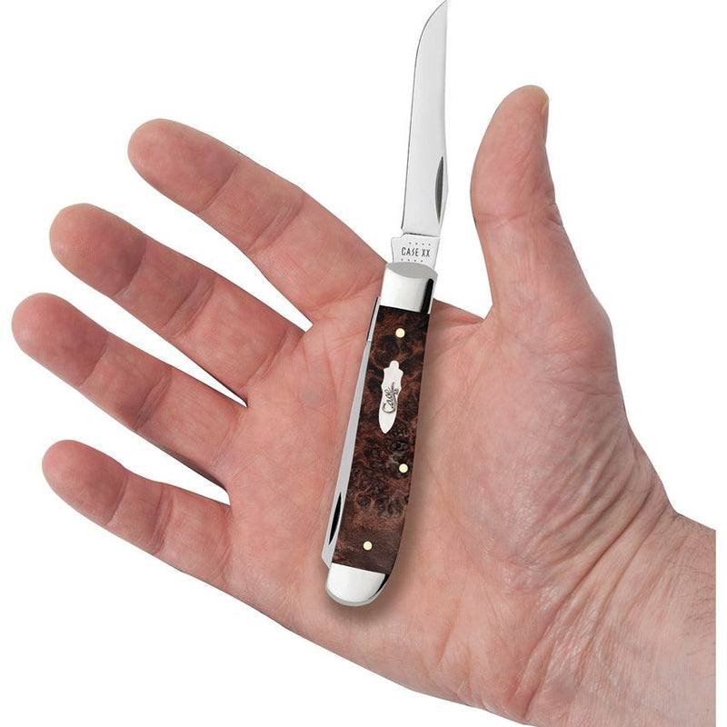 Case XX Mini Trapper Pocket Knife Stainless Steel Clip And Spey Blades Maple Burl Wood Handle 64062 -Case Cutlery - Survivor Hand Precision Knives & Outdoor Gear Store