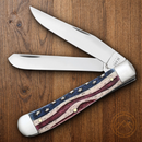 Case XX Patriotic Trapper Pocket Knife Stainless Steel Blades Natural Smooth Bone 64132