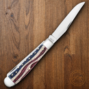 Case XX Patriotic Trapper Pocket Knife Stainless Steel Blades Natural Smooth Bone 64132