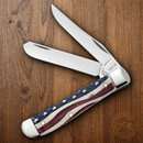 Case XX Mini Trapper Patriotic Pocket Knife Stainless Blades Natural Smooth Bone Handle 64135