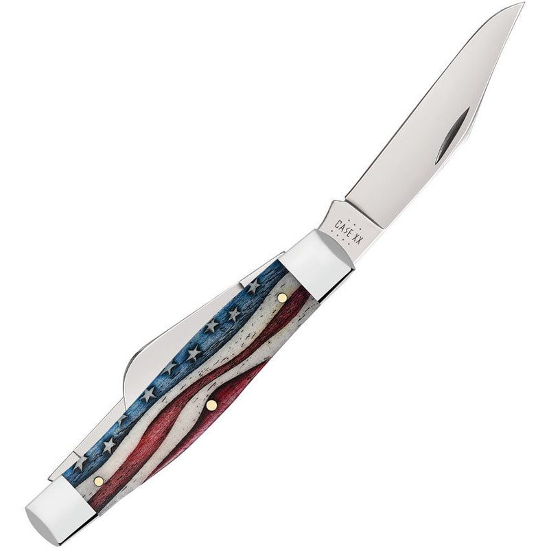 Case XX Stockman Star Spangled Pocket Knife Stainless Steel Clip / Sheepsfoot And Spey Blades Bone Handle 64142 -Case Cutlery - Survivor Hand Precision Knives & Outdoor Gear Store