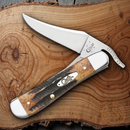 Case XX Russlock Folding Knife 2.7" Stainless Blade Jigged Burnt Bonestag Handle 65303