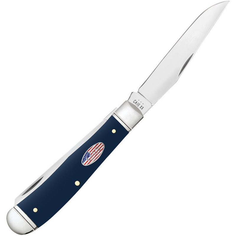 Case XX Trapper Pocket Knife Stainless Steel Clip And Spey Blades Navy Blue Smooth Synthetic Handle 71231 -Case Cutlery - Survivor Hand Precision Knives & Outdoor Gear Store