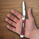 Case XX Cutlery Trapper Pocket Knife Stainless Blades Red Jigged Bone Handle 00783
