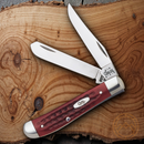 Case XX Mini Trapper Pocket Knife Stainless Steel Blades Red Jigged Bone Handle 00784
