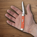 Case XX Mini Trapper Pocket Knife Stainless Steel Blades Orange Synthetic Handle