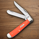 Case XX Mini Trapper Pocket Knife Stainless Steel Blades Orange Synthetic Handle