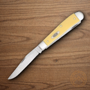 Case XX Trapper Pocket Knife Stainless Blades Yellow Smooth Syntheti Handle 81091
