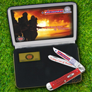 Case XX American Firefighter Pocket Knife Stainless Steel Blades Red Jigged Bone Handle AFF