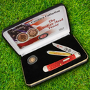 Case XX Gift Set Ltd Edition Pocket Knife Stainless Steel Blades Red Bone Handle