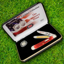 Case XX Gift Set Ltd Edition Pocket Knife Stainless Steel Blades Red Bone Handle