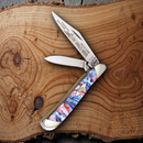 Case XX Peanut Pocket Knife Stainless Steel Blades Spangled Banner Corelon Handle