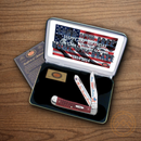 Case XX Star Spangled Banner Trapper Pocket Knife Stainless Steel Blades Red Bone Handle