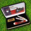 Case XX Texas Ranger Trapper Pocket Knife Stainless Steel Blades Red Jigged Bone Handle CATXRRPB