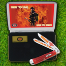 Case XX Firefighter Pocket Knife Stainless Steel Blades Red Pick Bone Handle