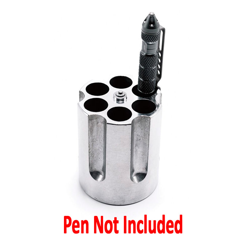 Caliber Gourmet Revolver Pen Holder 2.75" Diameter Silver Solid Cast Aluminun Construction 1007 -Caliber Gourmet - Survivor Hand Precision Knives & Outdoor Gear Store