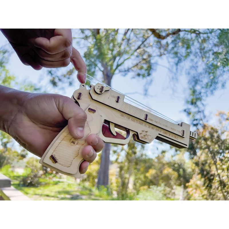 Caliber Gourmet Rubber Band Hand Gun Replica 3D Wooden Puzzle 97 Pieces P2L01HG -Caliber Gourmet - Survivor Hand Precision Knives & Outdoor Gear Store