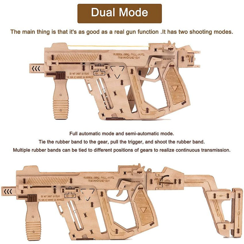 Caliber Gourmet Rubber Band Machine Gun Replica 3D Wooden Puzzle 188 Pieces Includes Movable Mechanical P2L02MG -Caliber Gourmet - Survivor Hand Precision Knives & Outdoor Gear Store
