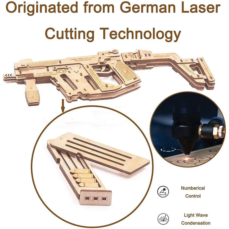 Caliber Gourmet Rubber Band Machine Gun Replica 3D Wooden Puzzle 188 Pieces Includes Movable Mechanical P2L02MG -Caliber Gourmet - Survivor Hand Precision Knives & Outdoor Gear Store