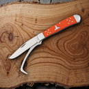 Cattleman's Cutlery Pocket Knife 3Cr13 Steel Blades Orange Delrin / Stainless