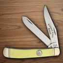 Colonel Coon Trapper Pocket Knife Stainless Steel Blade Yellow Smooth Synthetic Handle