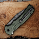 Civivi Cogent Folding Knife 3.5" Damascus Steel Blade Green Line Micarta Handle
