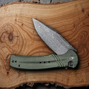 Civivi Cogent Folding Knife 3.5" Damascus Steel Blade Green Line Micarta Handle