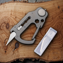 Civivi Polymorph Carabiner Keychain Multi Tool Gray Titanium Utility Plain Blade