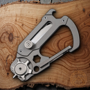 Civivi Polymorph Carabiner Keychain Multi Tool Gray Titanium Utility Plain Blade