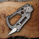 Civivi Polymorph Carabiner Keychain Multi Tool Gray Titanium Utility Plain Blade