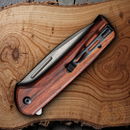 Civivi Conspirator Folding Knife 3.5" Nitro V Steel Blade Cuibourtia Wood Handle