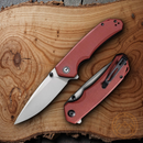 Civivi Brazen Folding Knife 3.5" Sandvik 14C28N Steel Blade Burgundy G10 Handle