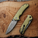 Civivi Brazen Linerlock Folding Knife 3.5" Damascus Steel Blade Micarta Handle