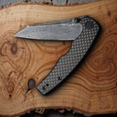 Civivi P87 Folding Knife 2.88" Damascus Steel Extended Tang Blade Carbon Fiber Handle