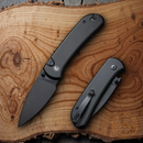 Civivi Qubit Folding Knife 3" 14C28N Steel Drop Blade Black Aluminum Handle
