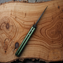Civivi Qubit Folding Knife 3" Damascus Steel Drop Blade Green Aluminum Handle
