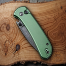 Civivi Qubit Folding Knife 3" Damascus Steel Drop Blade Green Aluminum Handle