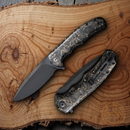 Civivi Praxis Folding Knife 3.75" 9Cr18MoV Steel Blade Shredded Carbon Fiber/Clear Resin Handle