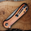 Civivi Elementum Folding Knife 2.96" Damascus Steel Blade Cuibourtia Wood Handle