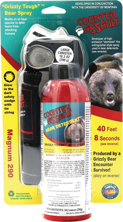 Counter Assault Bear 40 Feet Spray Canister 10.2 oz With 8 Second Continuos Jogger Holster Glow In The Dark 7035 -Counter Assault - Survivor Hand Precision Knives & Outdoor Gear Store