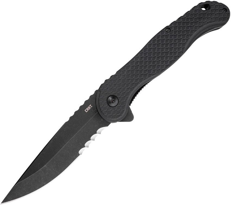 CRKT Taco Viper Liner Folding Knife 4.25" Veff Serrated 1.4116 Steel Extended Tang Blade Black GRN Handle 2267 -CRKT - Survivor Hand Precision Knives & Outdoor Gear Store