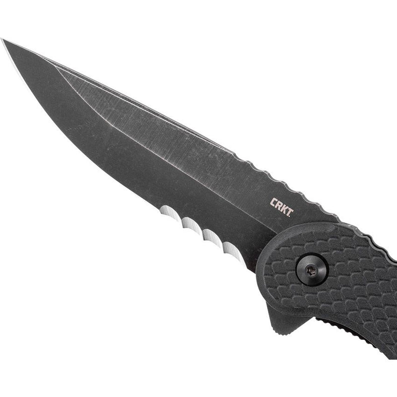 CRKT Taco Viper Liner Folding Knife 4.25" Veff Serrated 1.4116 Steel Extended Tang Blade Black GRN Handle 2267 -CRKT - Survivor Hand Precision Knives & Outdoor Gear Store