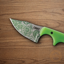 CRKT Minimalist Gears Bowie Fixed Knife 2.13" 8Cr13MoV Steel Blade Green polypropylene Handle