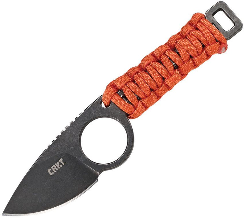 CRKT Tailbone Fixed Knife 2.13" Black 8Cr13MoV Steel Full / Extended Tang Blade Orange Paracord Wrapped Handle 2415 -CRKT - Survivor Hand Precision Knives & Outdoor Gear Store