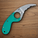 CRTK Bear Claw Fixed Knife 2.38" AUS-8 Steel Blade Teal GRN Handle