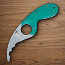 CRTK Bear Claw Fixed Knife 2.38" AUS-8 Steel Blade Teal GRN Handle
